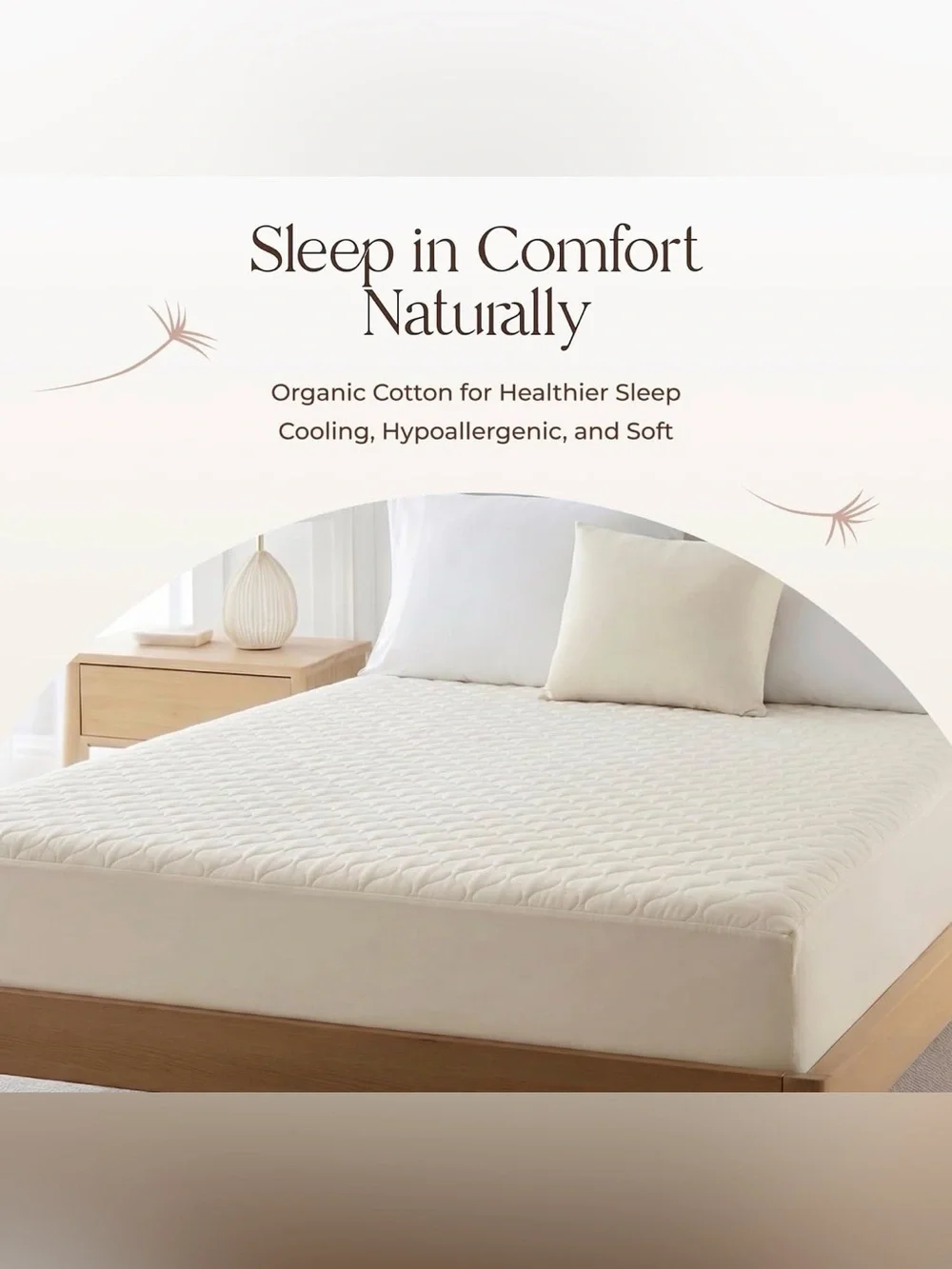 Whisper Organics California King Ivory Quilted Mattress Pad Protector